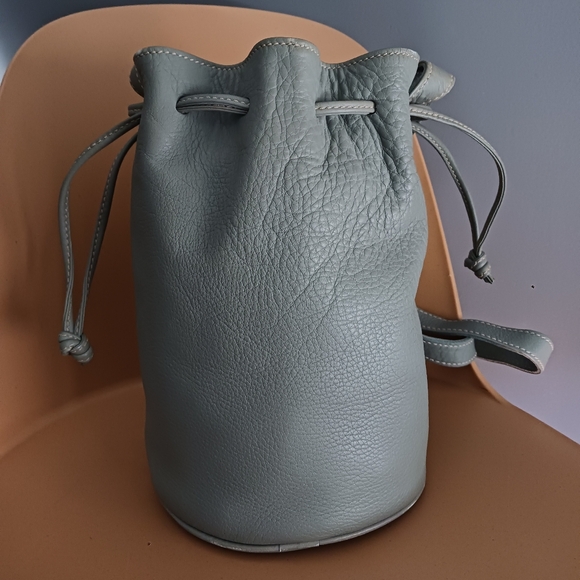 Slate Blue Textured Mini Bucket Bag with Adjustable Strap mint green - Picture 10 of 12